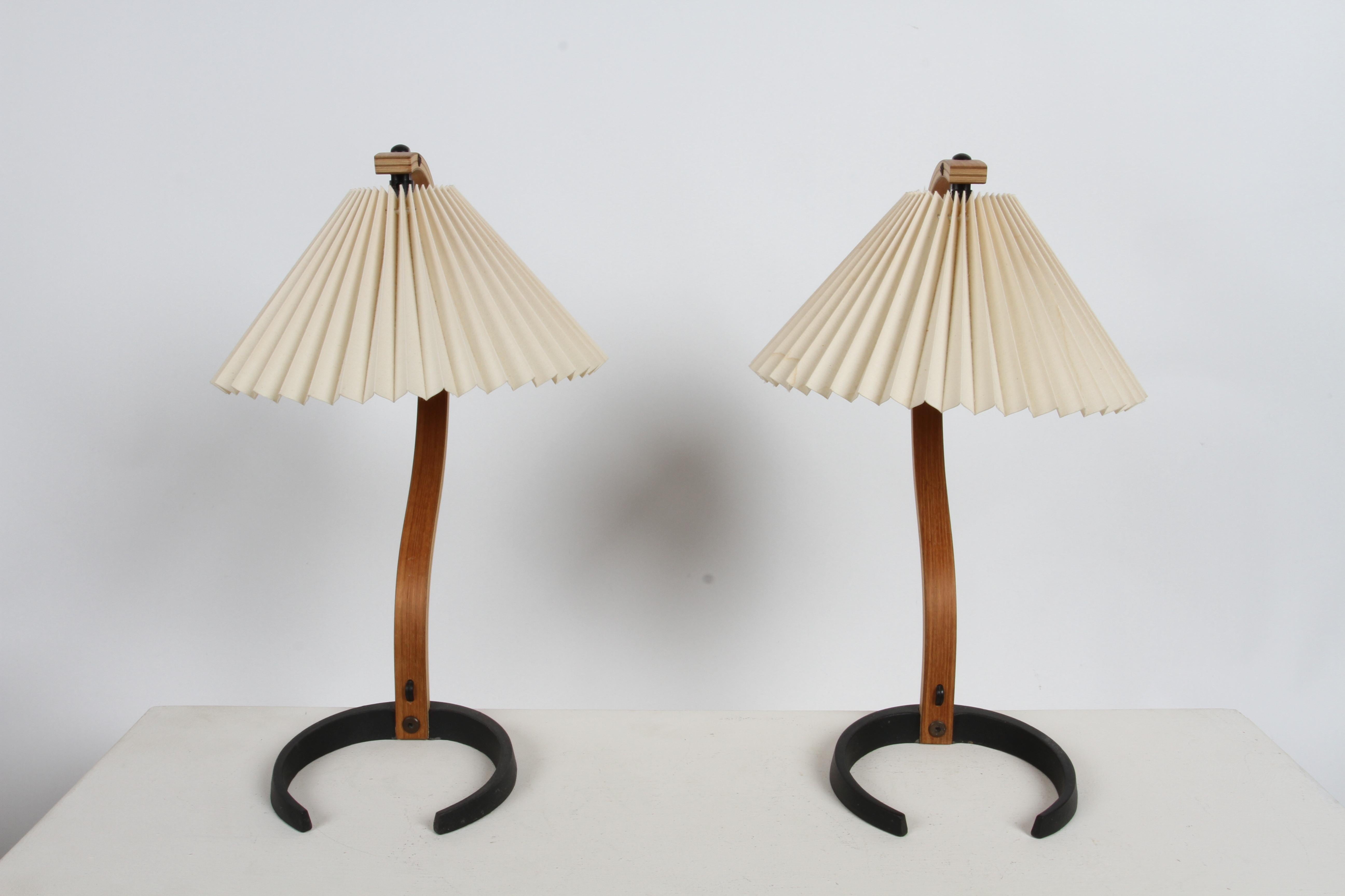 Scandinavian Modern Pair of Mads - Caprani Denmark 1970s Timberline Bentwood Model 841 Table Lamps 