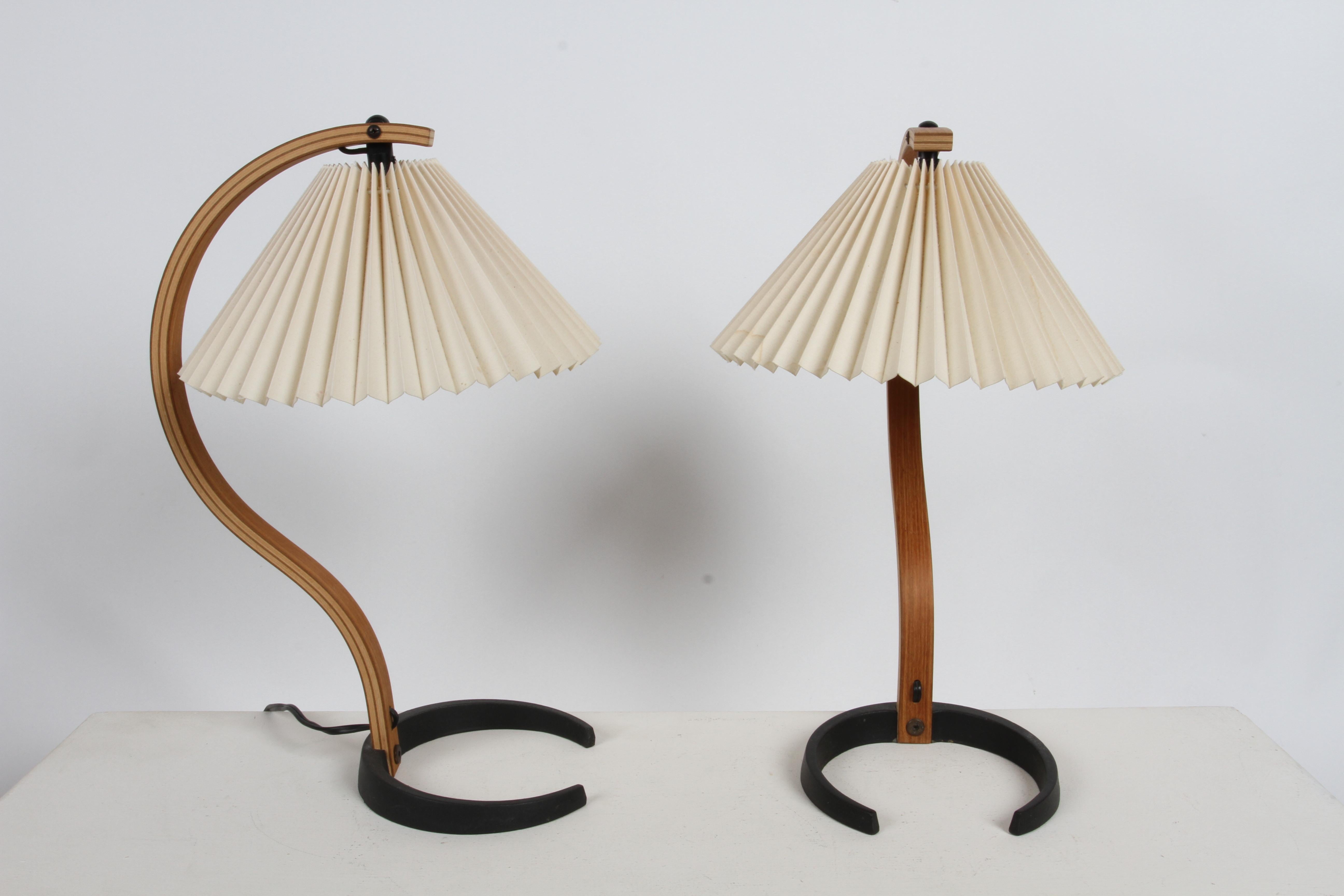 Danish Pair of Mads - Caprani Denmark 1970s Timberline Bentwood Model 841 Table Lamps 