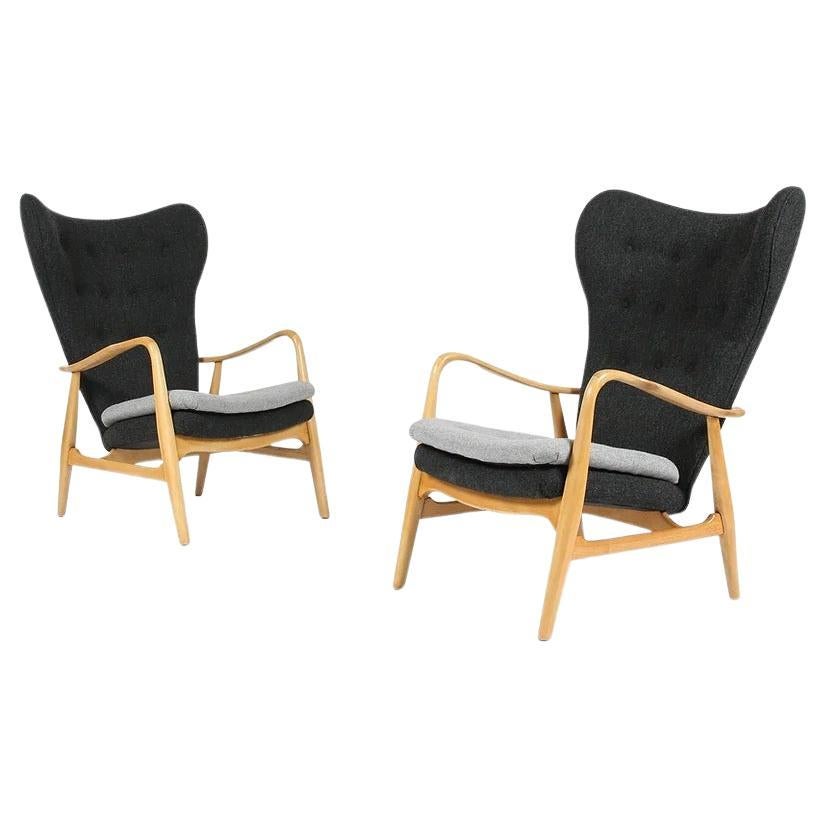 Paire de chaises longues Wingback modèle MS4 de Madsen et Schubell