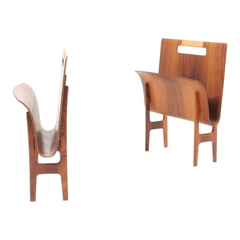 Pair of Magazine Stands in Rosewood and Cane by Aksel Larsen & Bender Madsen 1