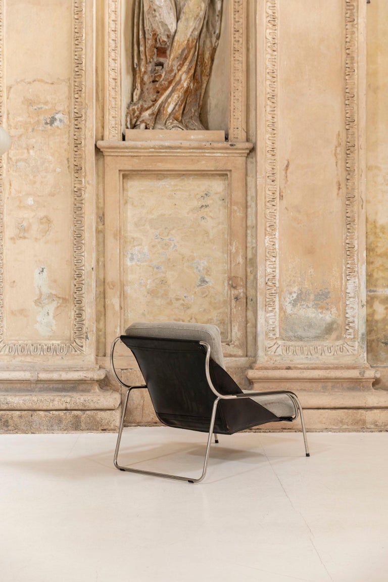 Pair of Maggiolina Chrome and Leather Armchairs by Marco Zanuso for Zanotta 3