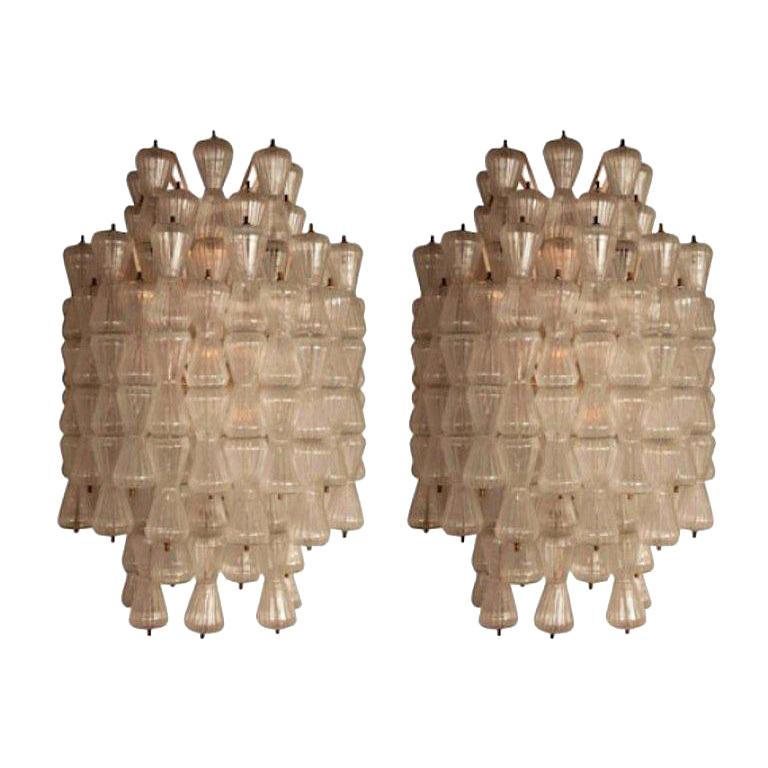 Pair of Magnificent and Large Barovier & Toso Glass Sconces