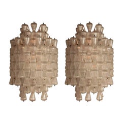 Pair of Magnificent and Large Barovier & Toso Glass Sconces