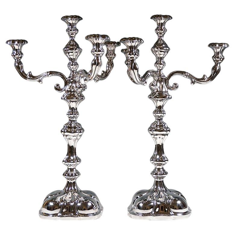 Pair Of Magnificent Antique Viennese Silver Candelabra, by Karl Paltscho, 1858