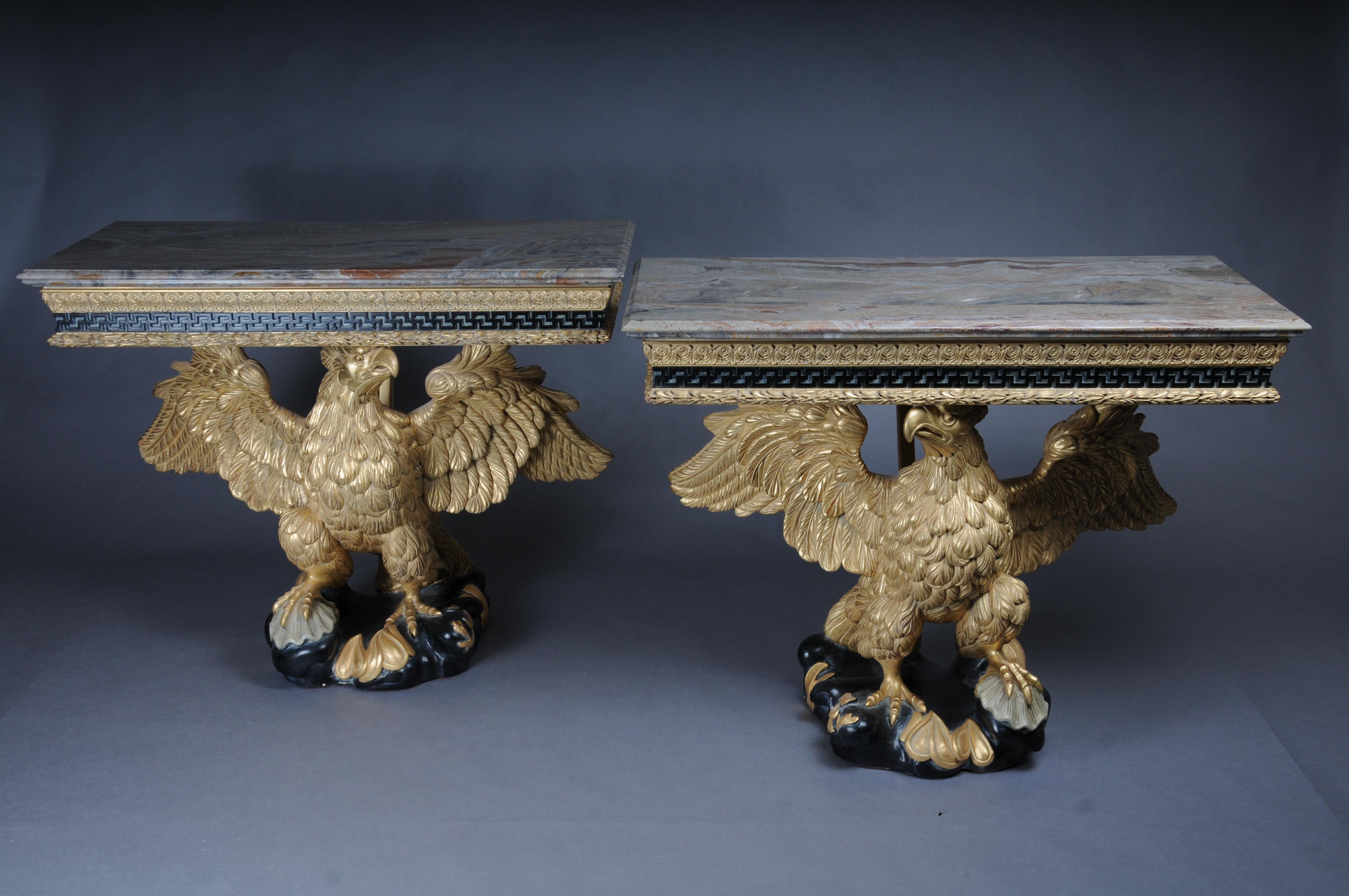 Hand-Carved Pair of Magnificent Eagle Consoles Designed by William Kent For Sale