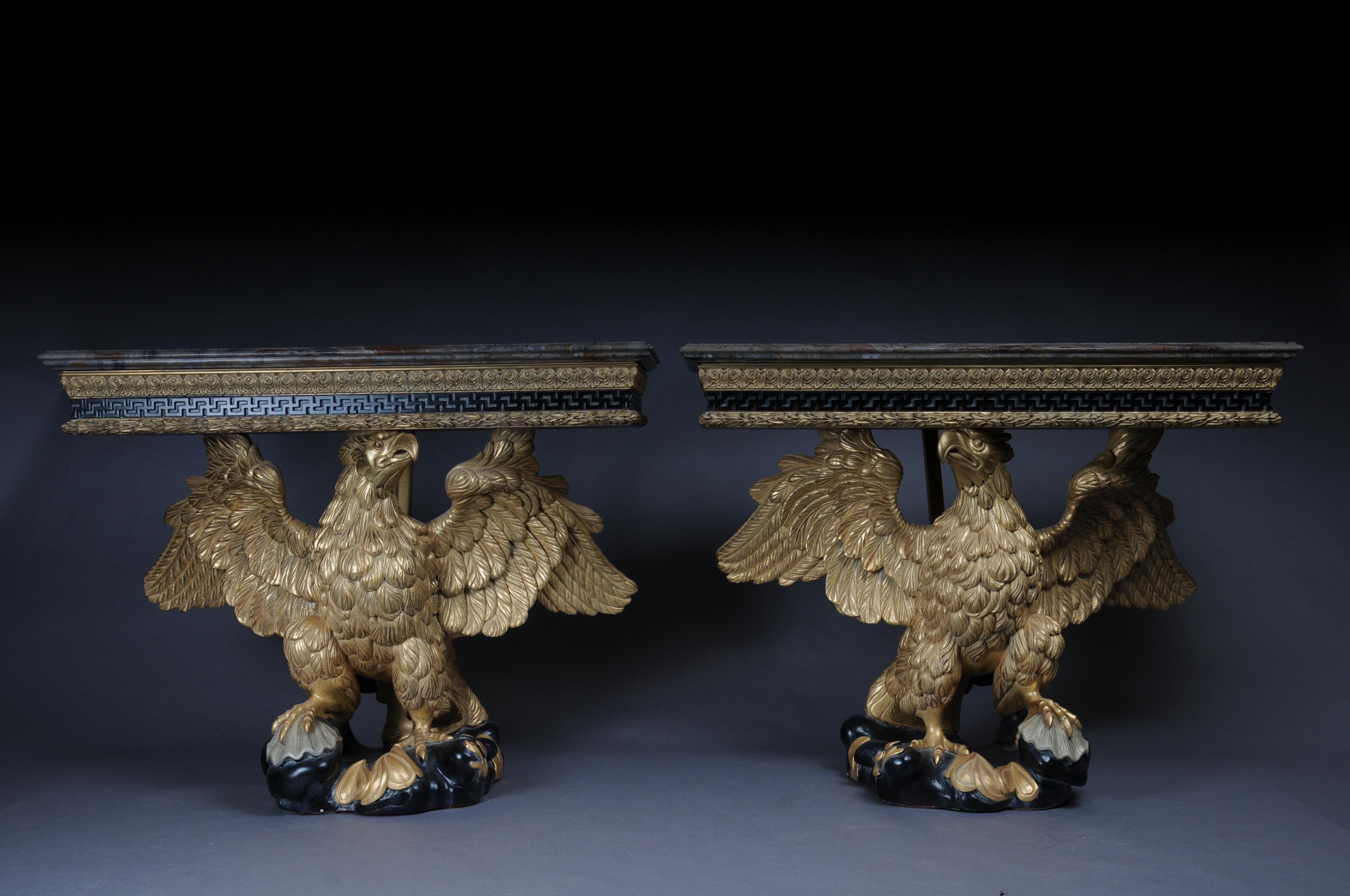 20th Century Pair of Magnificent Eagle Consoles Designed by William Kent For Sale