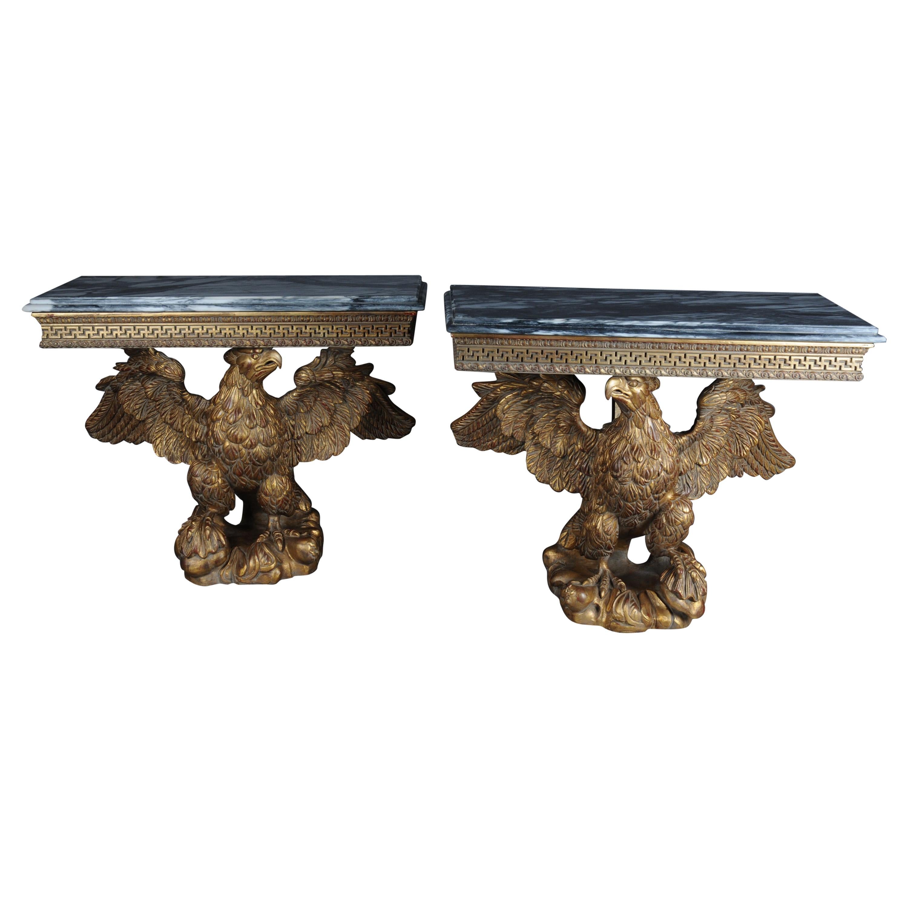 Pair of Magnificent Eagle Consoles Designed by William Kent For Sale