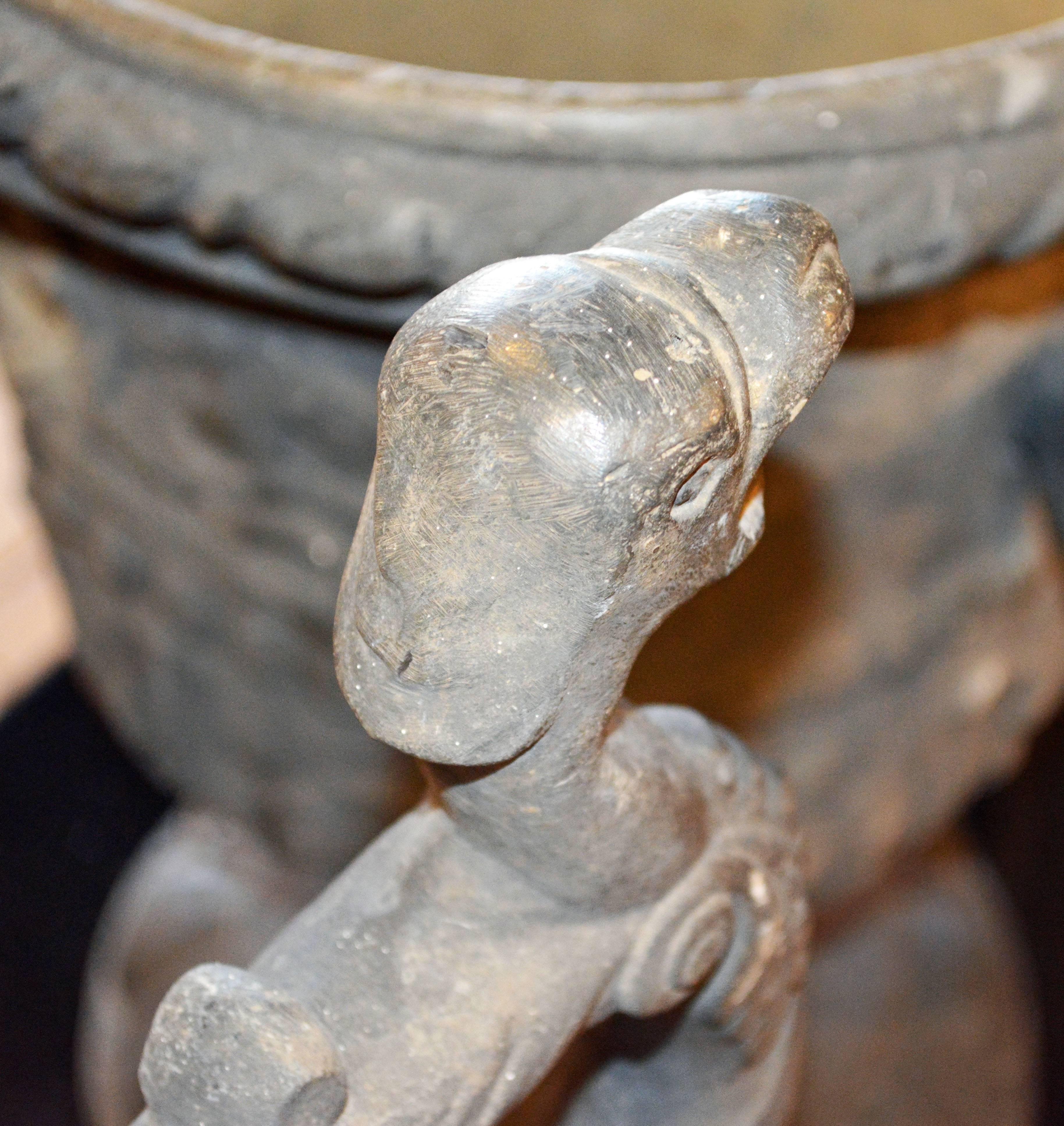 Pair of Magnificent English Late Georgian Serpent Handled Lead Urns or Planters 6