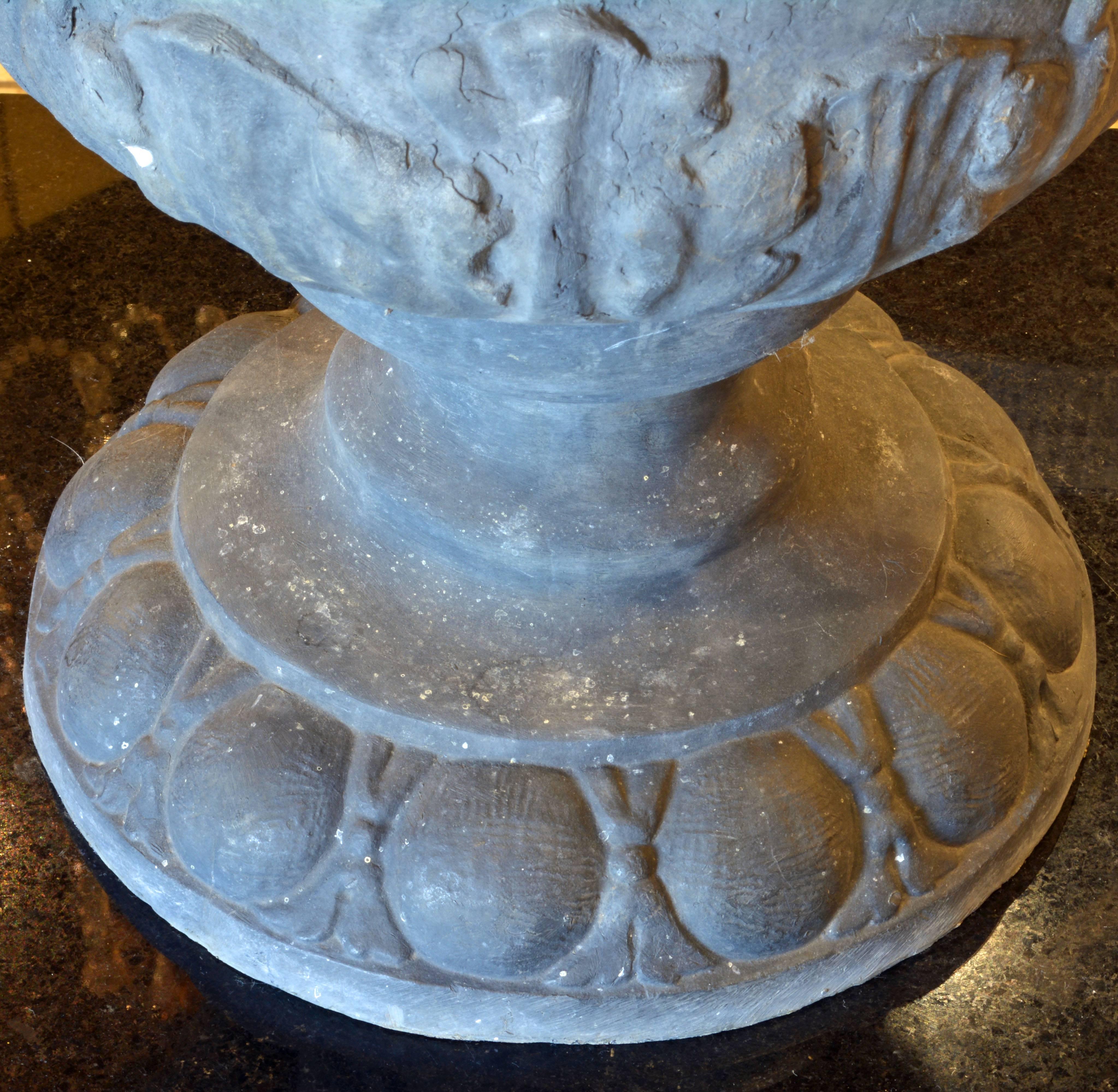 Pair of Magnificent English Late Georgian Serpent Handled Lead Urns or Planters 4