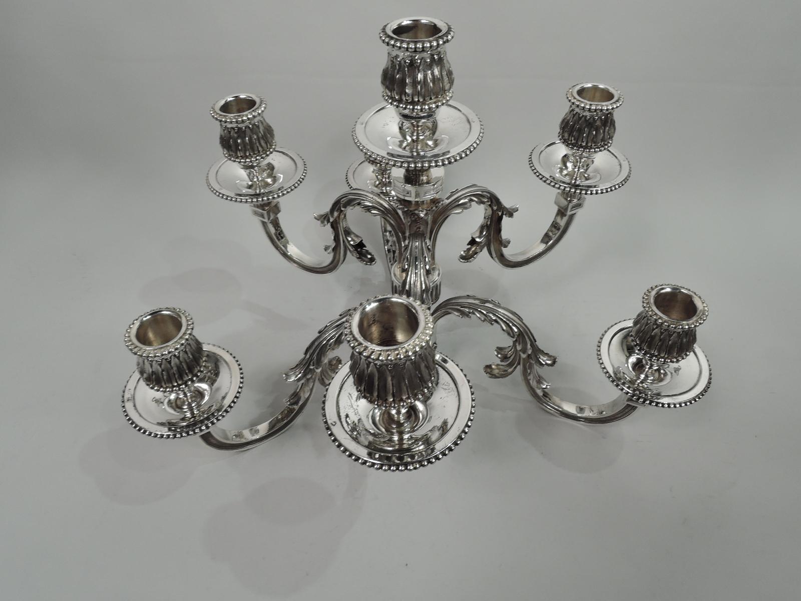 Pair of Magnificent French Neoclassical Silver 7-Light Candelabra In Excellent Condition For Sale In New York, NY