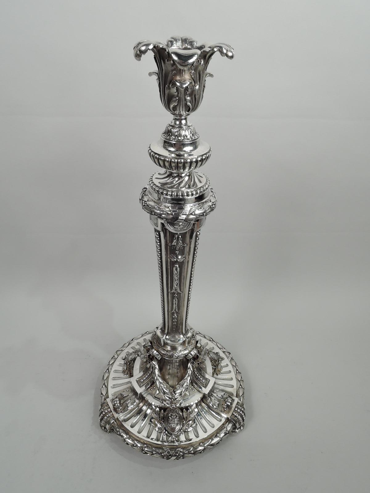 Pair of Magnificent French Neoclassical Silver 7-Light Candelabra For Sale 3