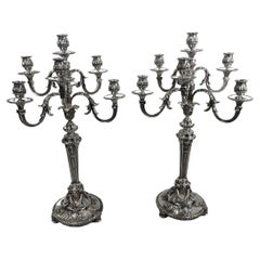 Pair of Magnificent French Neoclassical Silver 7-Light Candelabra