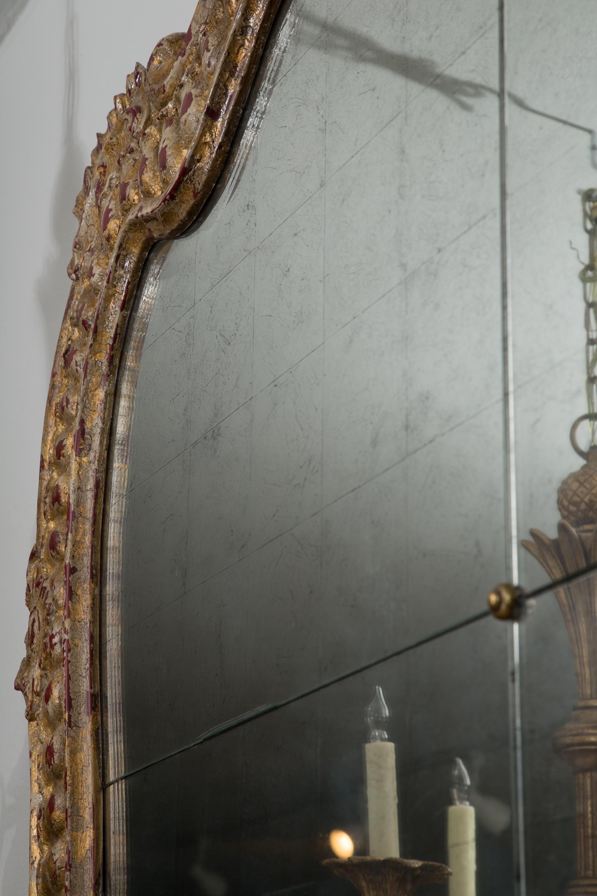 20th Century Magnificent Large Italian Giltwood Mirror  For Sale