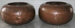 Pair of Magnificent Late 19th Century Hand-Hammered Copper Alloy Vessels