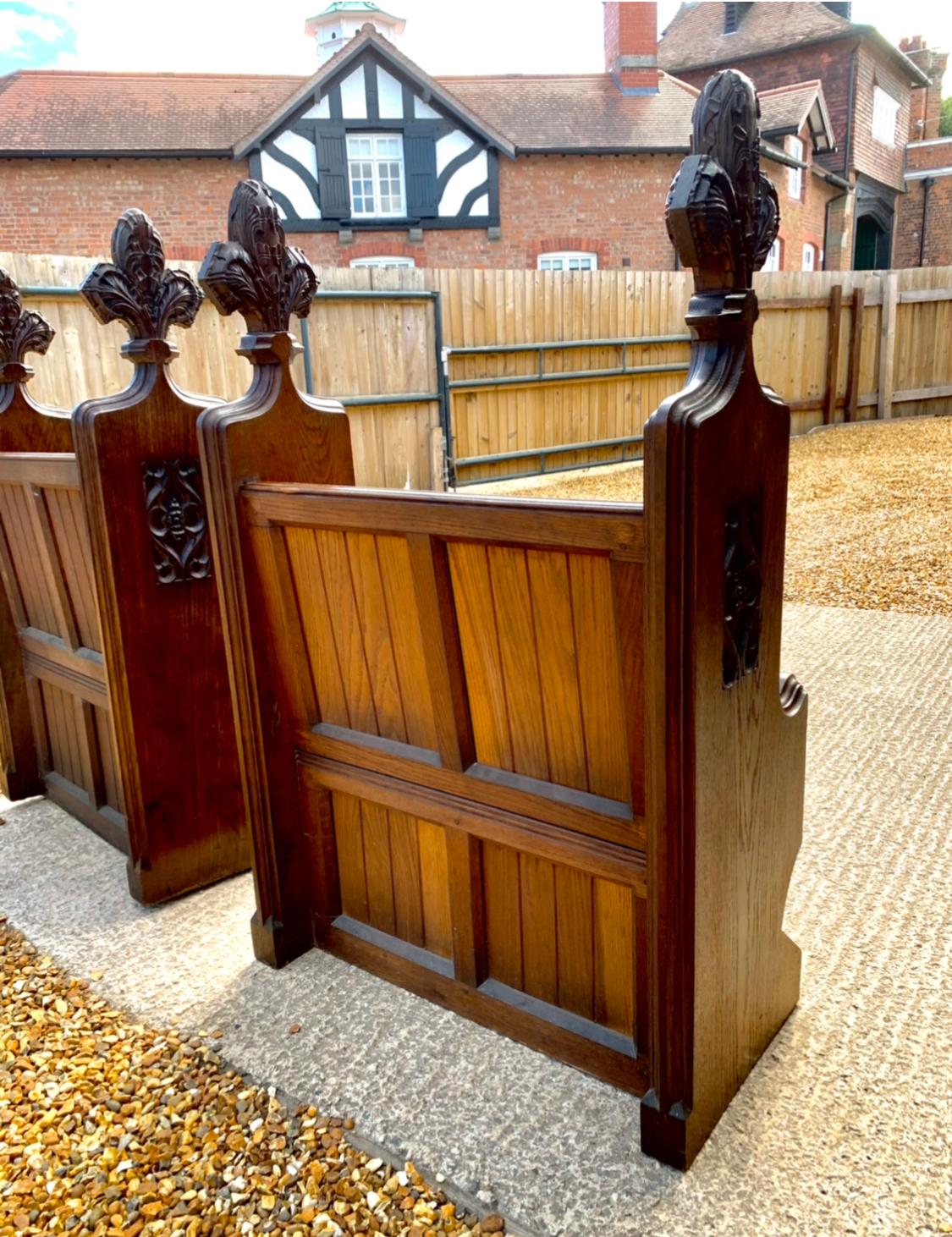 Pair of Magnificent Oak Gothic Style Choir Stalls In Excellent Condition For Sale In Nantwich, GB