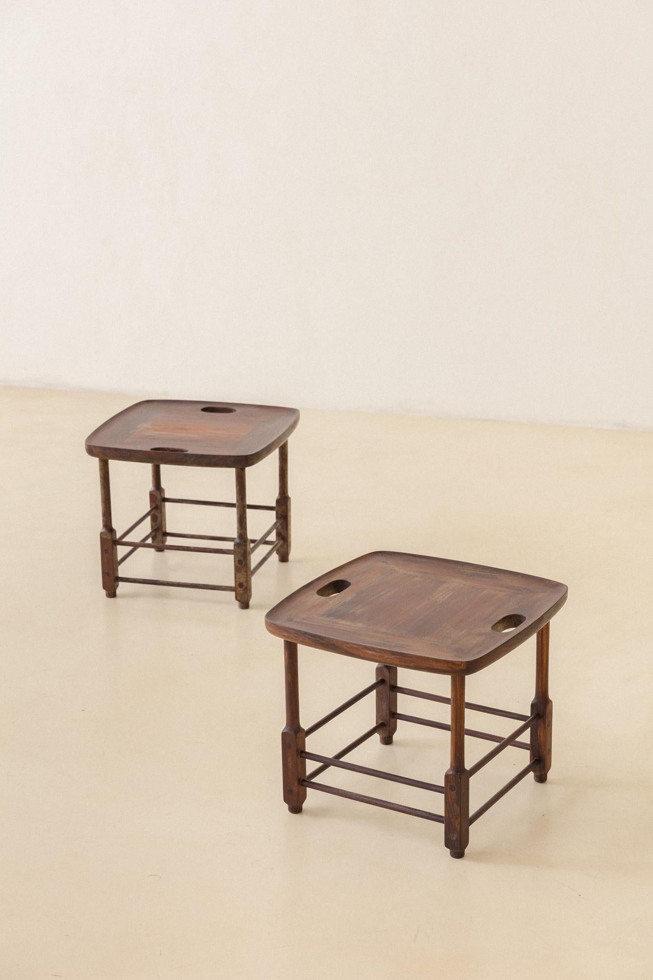 Pair of Magrini Stools by Sergio Rodrigues, Brazilian Midcentury Design For Sale 2