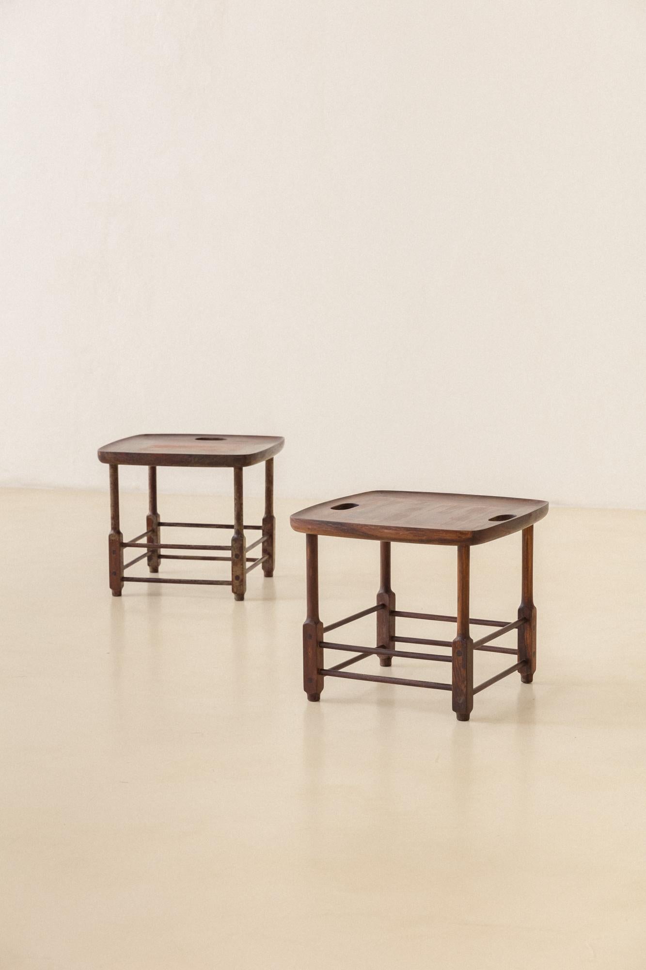 Pair of Magrini Stools by Sergio Rodrigues, Brazilian Midcentury Design For Sale 3