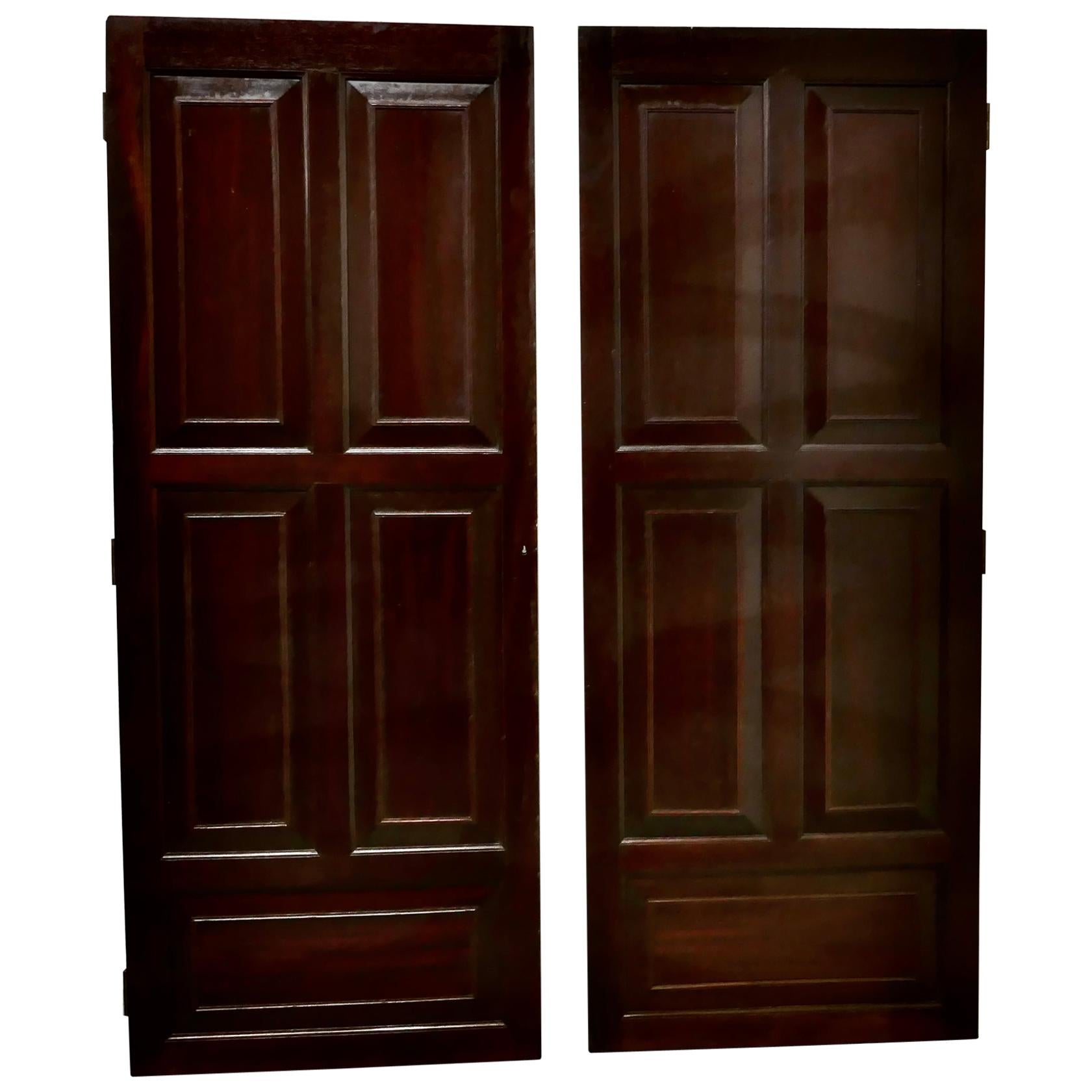 Pair of Mahogany 5 Panel Cupboard Doors For Sale
