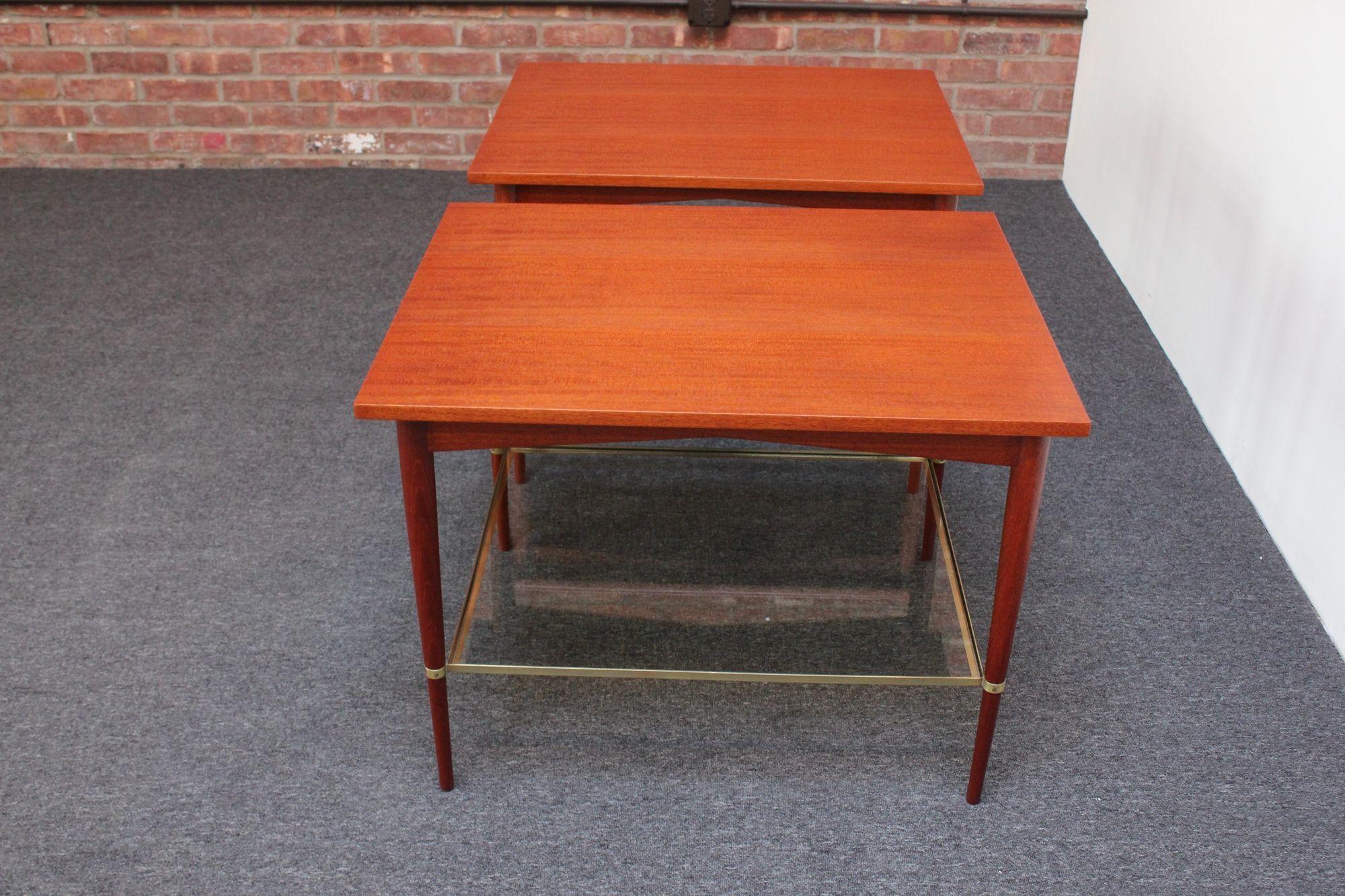 Pair of Mahogany and Brass Connoisseur Collection Nightstands by Paul McCobb For Sale 7