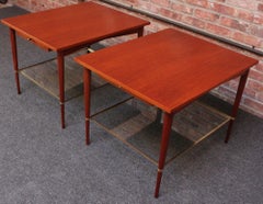 Pair of Mahogany and Brass Connoisseur Collection Nightstands by Paul McCobb