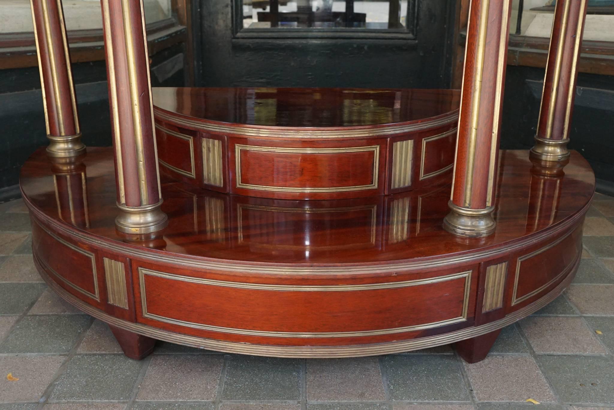 European Pair of Mahogany and Brass Inlaid Russian Console Tables For Sale