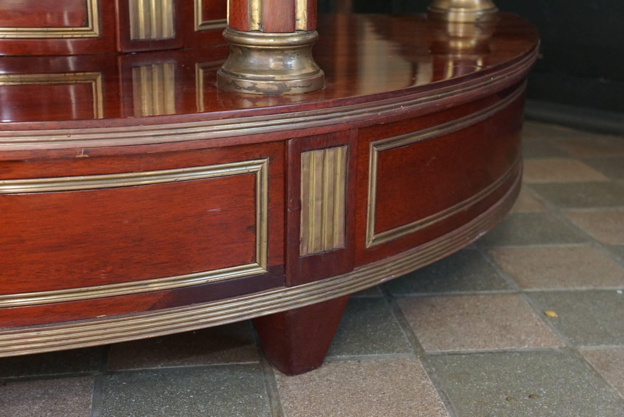 20th Century Pair of Mahogany and Brass Inlaid Russian Console Tables For Sale