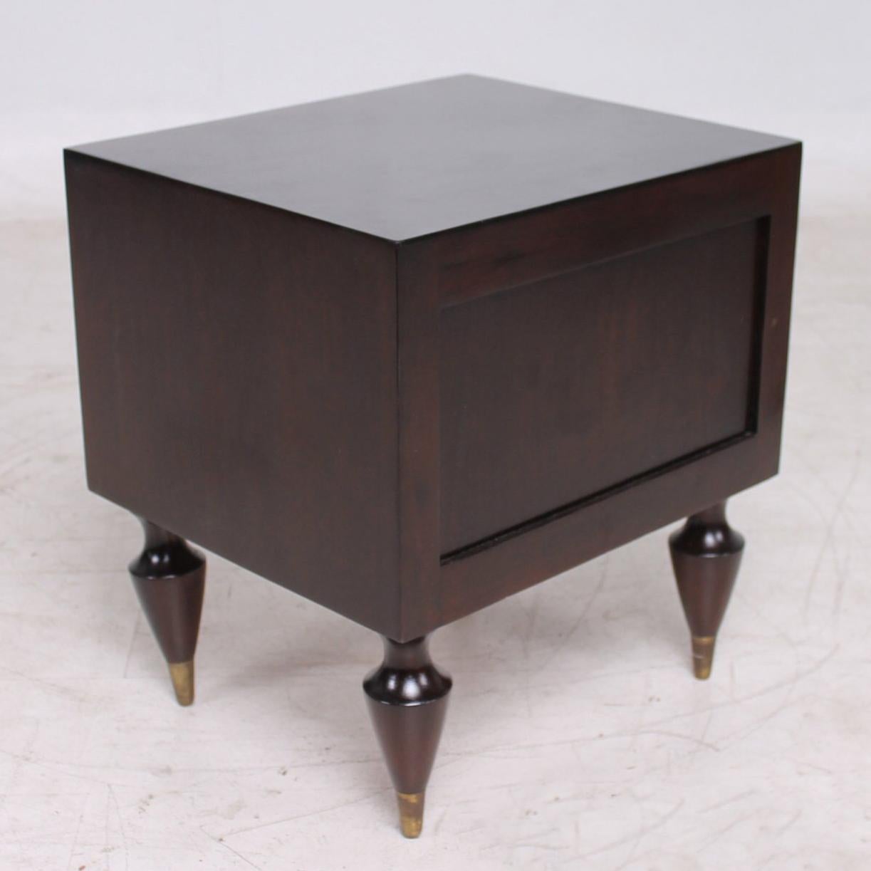 Mid-20th Century Fine Mexican Modernism Mahogany & Brass Nightstands Exceptional Legs by Escudero