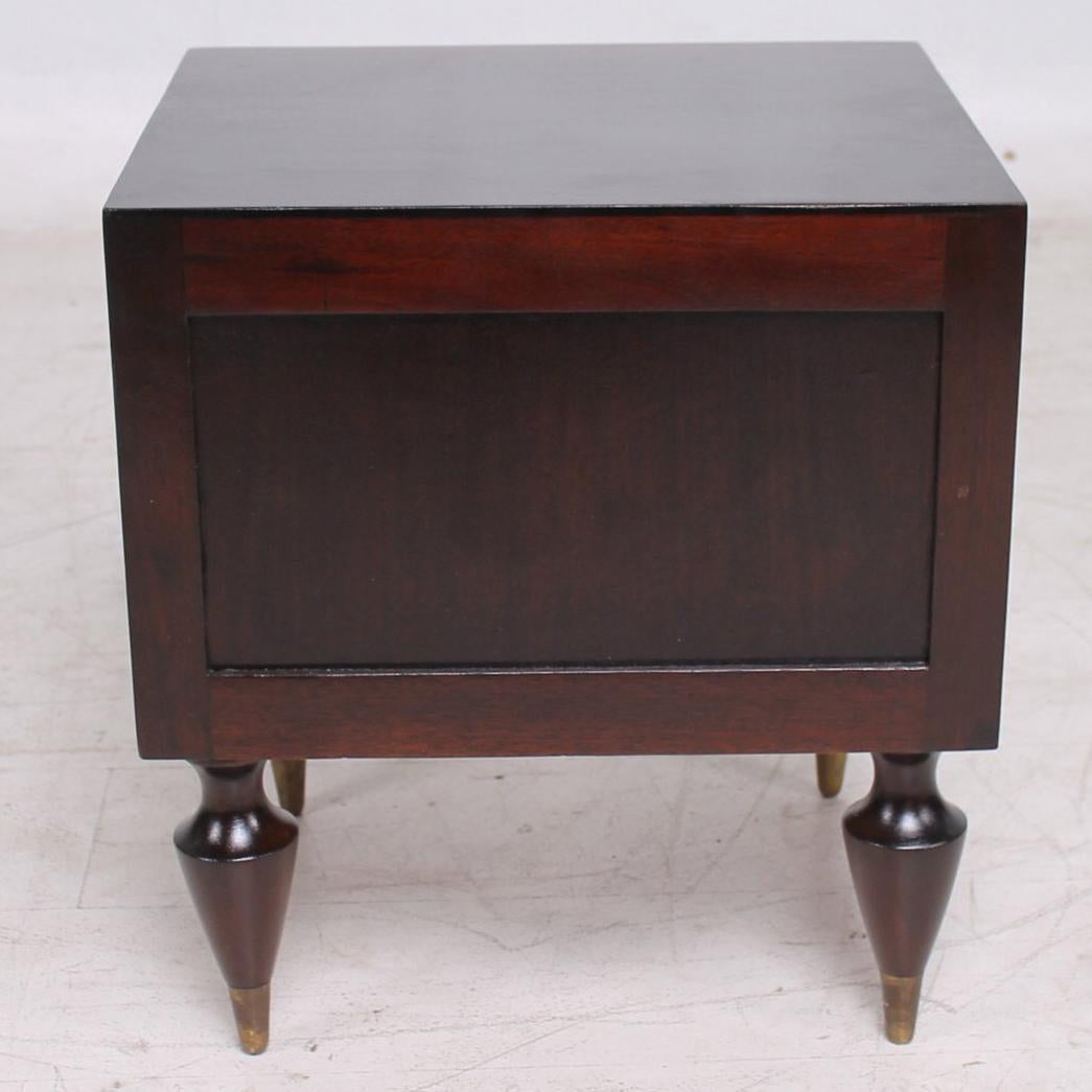 Fine Mexican Modernism Mahogany & Brass Nightstands Exceptional Legs by Escudero 1