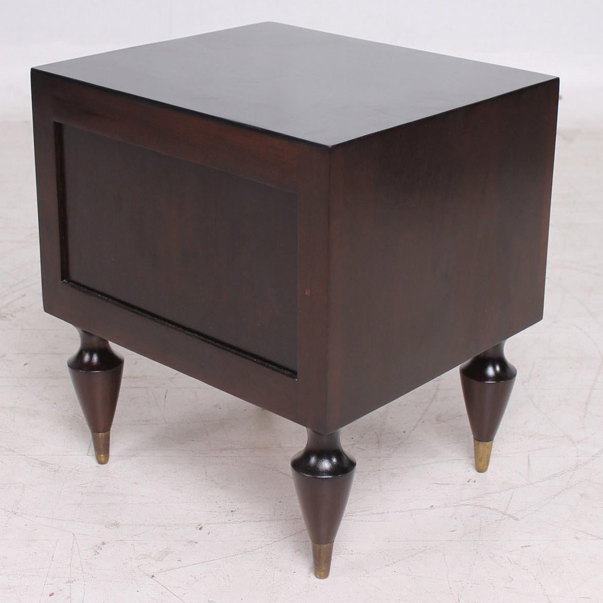 Fine Mexican Modernism Mahogany & Brass Nightstands Exceptional Legs by Escudero 2