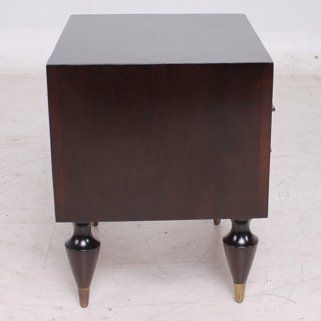 Fine Mexican Modernism Mahogany & Brass Nightstands Exceptional Legs by Escudero 3