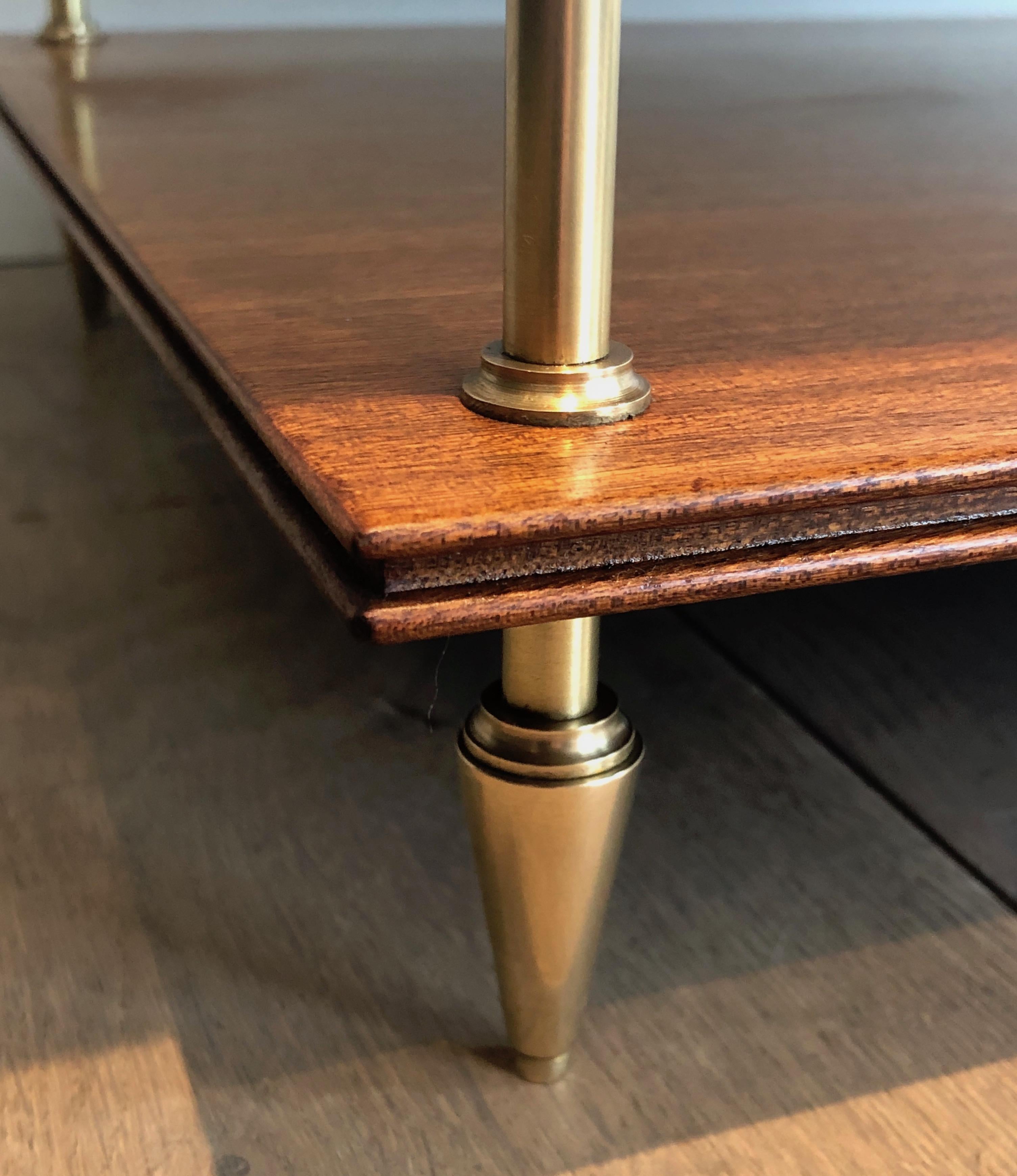 Pair of mahogany and brass three tiers console or side tables by Maison Jansen For Sale 4