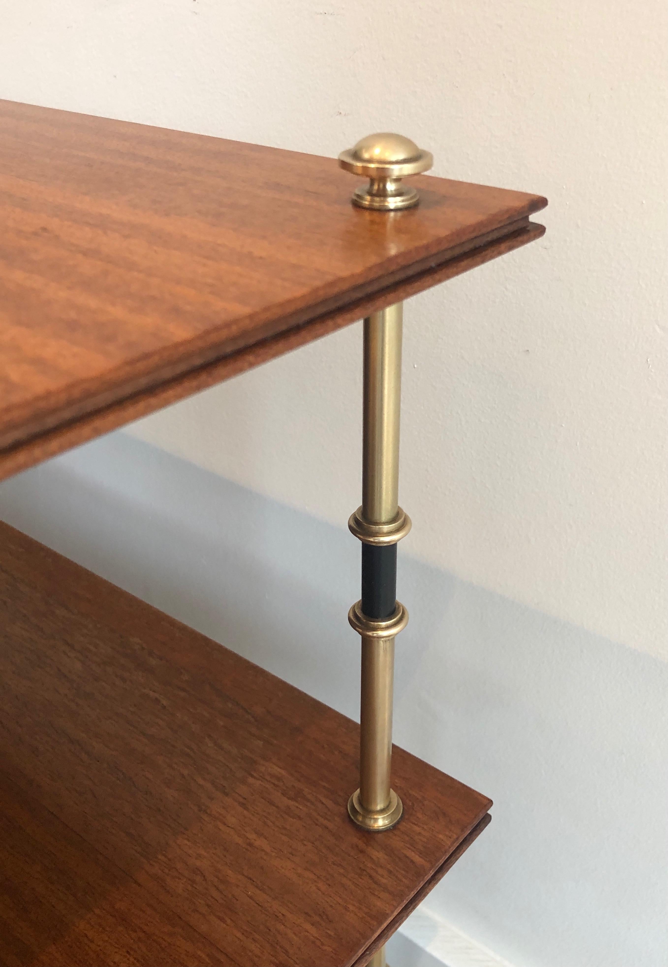 Pair of mahogany and brass three tiers console or side tables by Maison Jansen For Sale 10