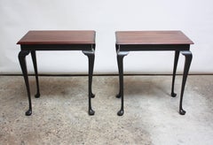 Pair of Mahogany and Ebonized Walnut Chippendale-Style Tall End Tables