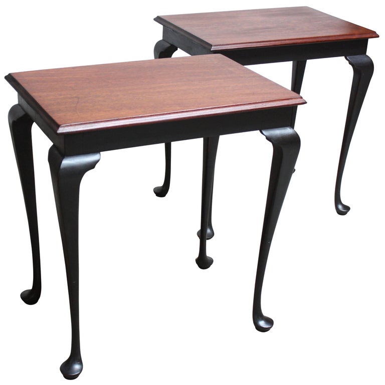 Pair of Mahogany and Ebonized Walnut Chippendale-Style Tall End Tables For  Sale at 1stDibs | chippendale end tables, chippendale side tables, chippendale  end table