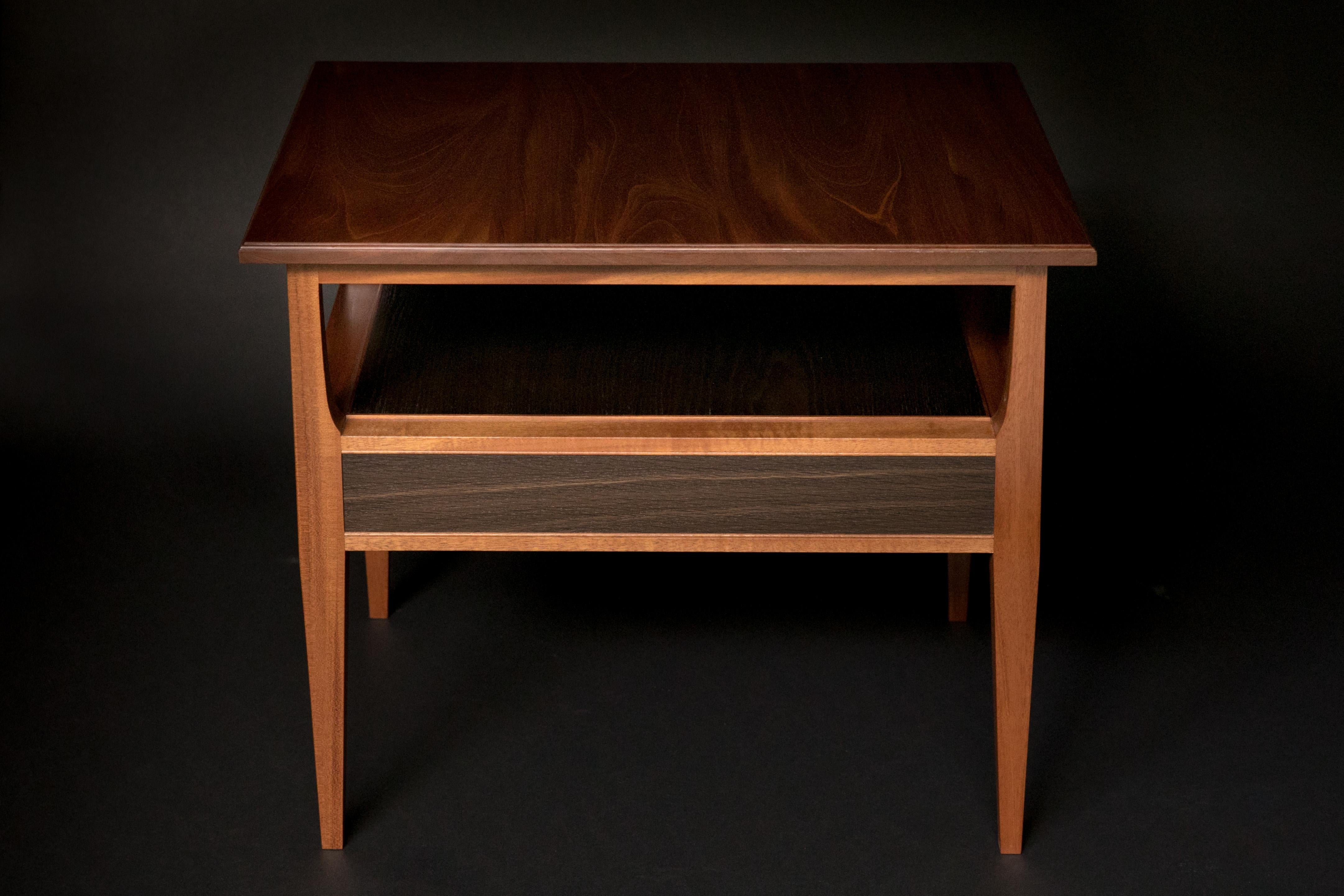 Pair of Mahogany and Fumed Oak Side Tables/Nightstands with Drawer & Shelf In New Condition For Sale In Durham, NC
