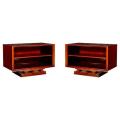 Pair of Mahogany and Gilt-Bronze Nightstands or Side Cabinets by Maxime Old