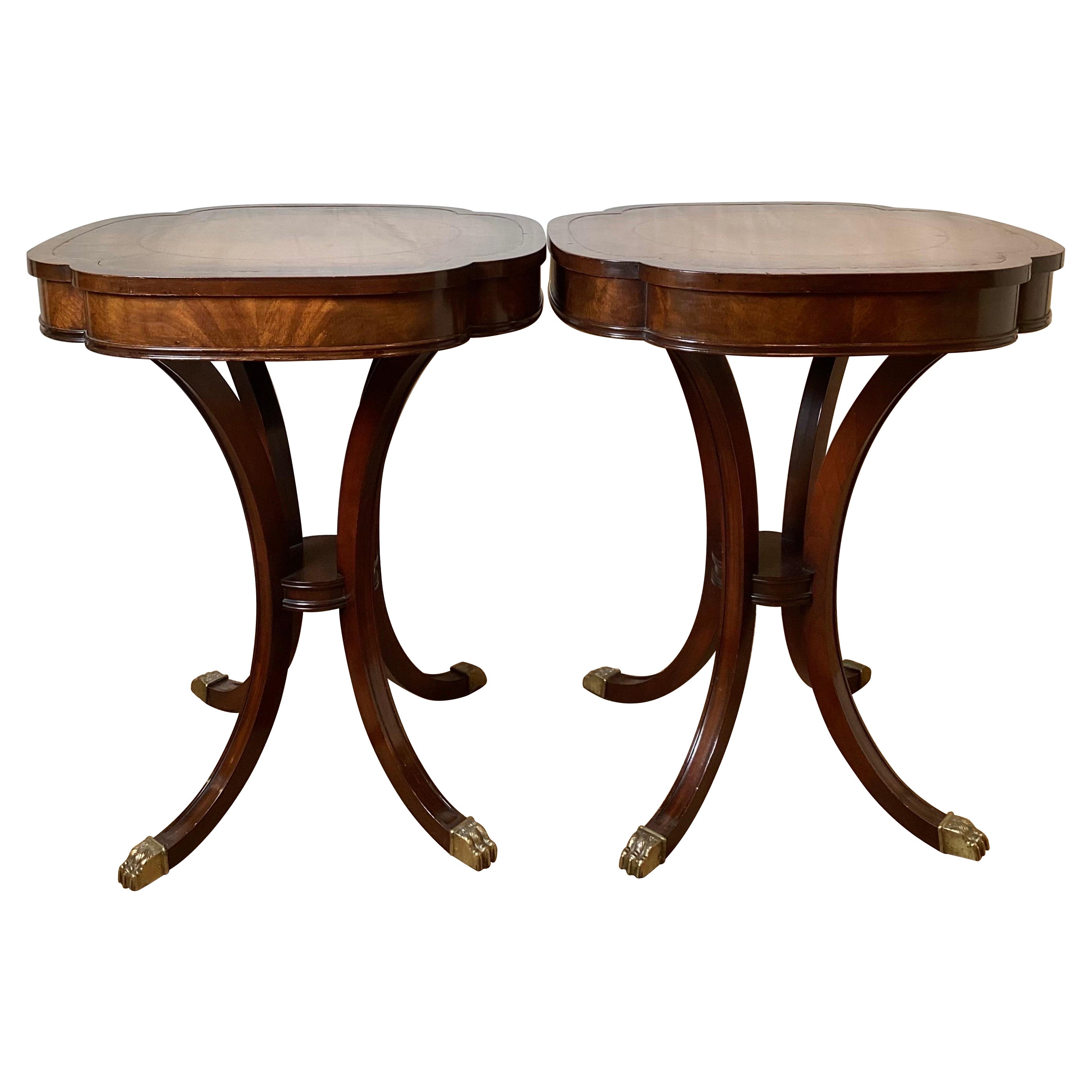 Pair of Mahogany and Leather Duncan Phyfe End Tables
