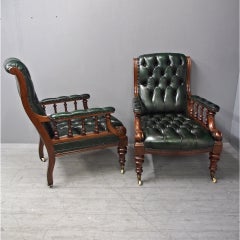 Pair of Mahogany and Leather Library Chairs