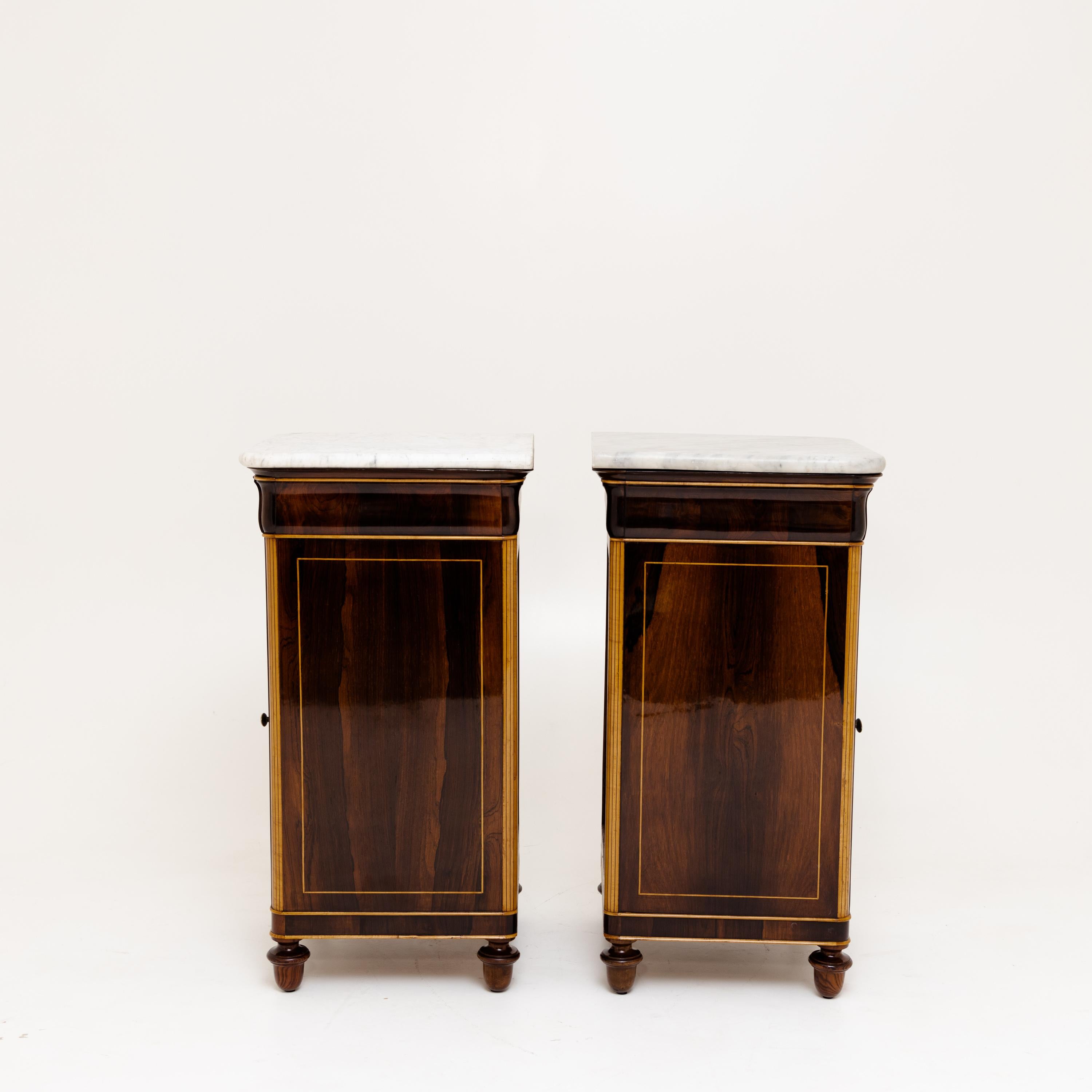 Pair of Mahogany and Marble Louis Philippe Nightstands, Mid-19th Century In Good Condition In Greding, DE
