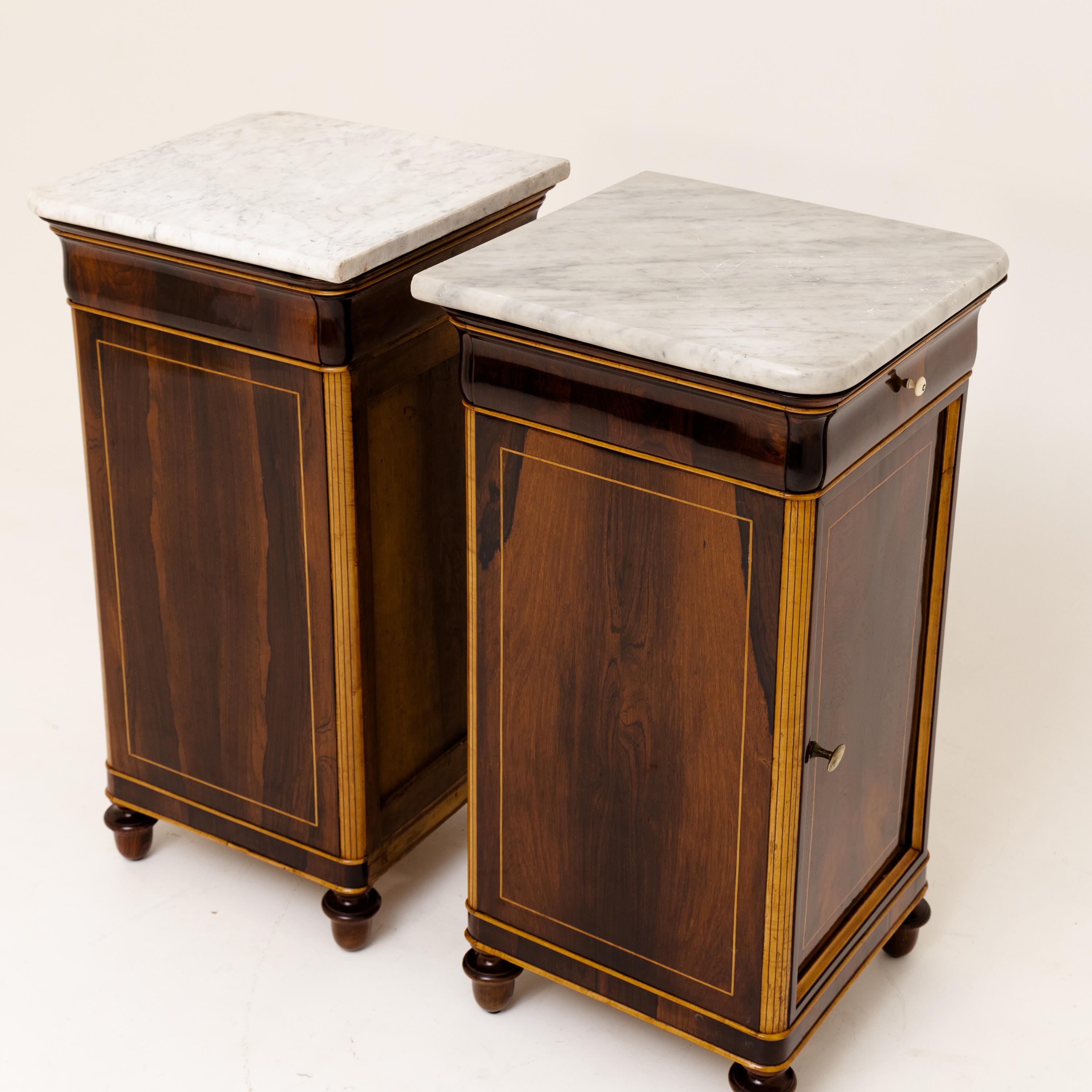 Pair of Mahogany and Marble Louis Philippe Nightstands, Mid-19th Century 4