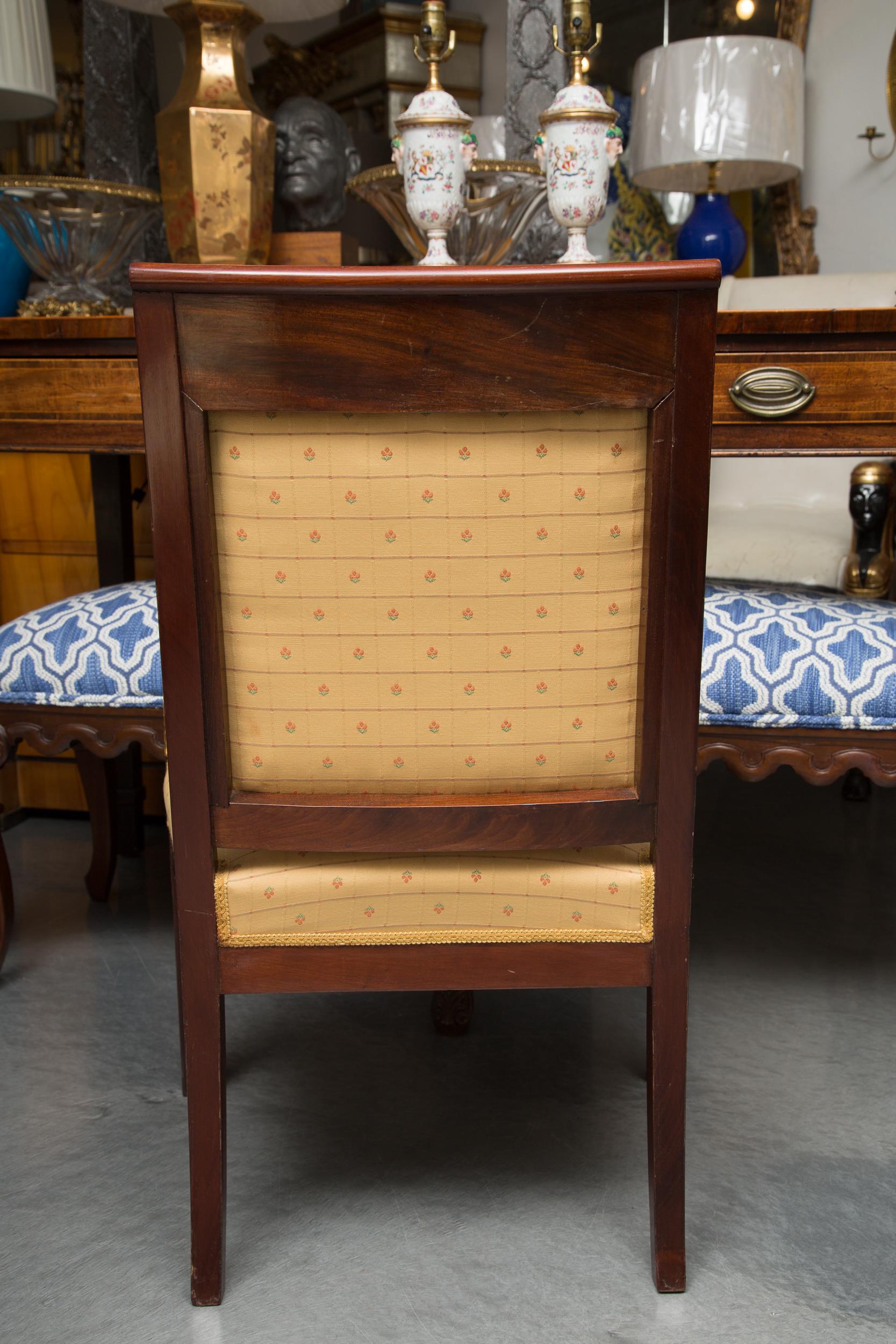 Pair of Mahogany and Parcel Gilt French Empire Style Armchairs 7