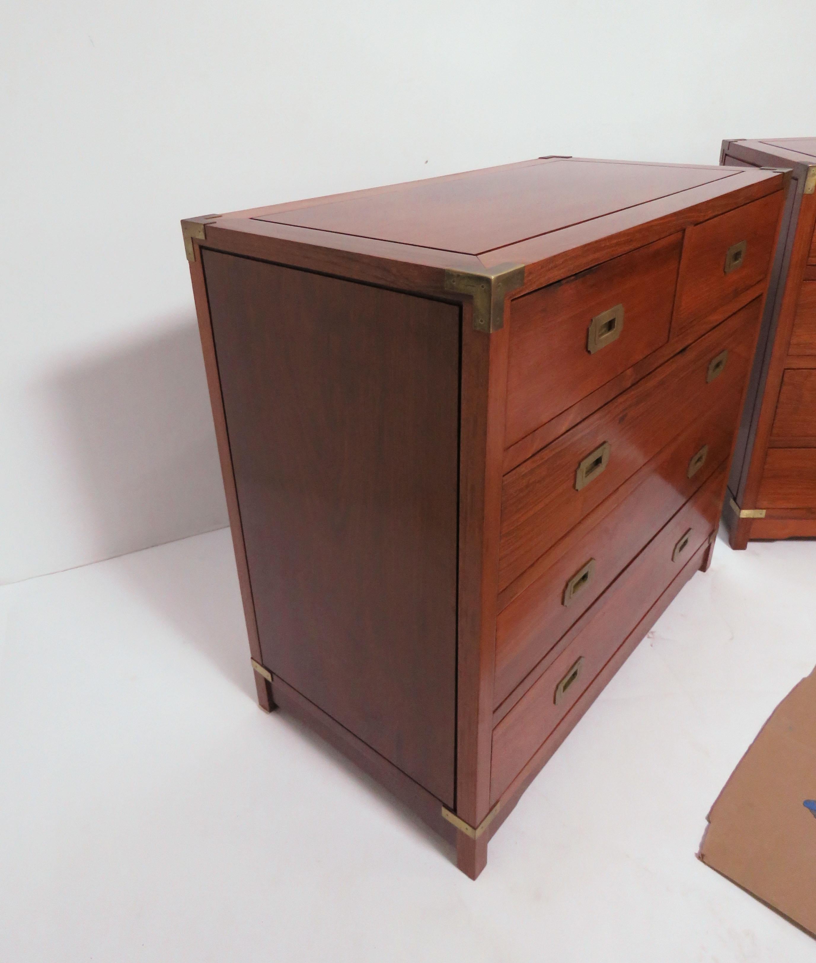 Pair of Mahogany Anglo-Indian Campaign Dressers with Brass Hardware, circa 1950s 1
