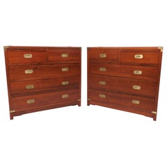 Pair of Mahogany Anglo-Indian Campaign Dressers with Brass Hardware, circa 1950s