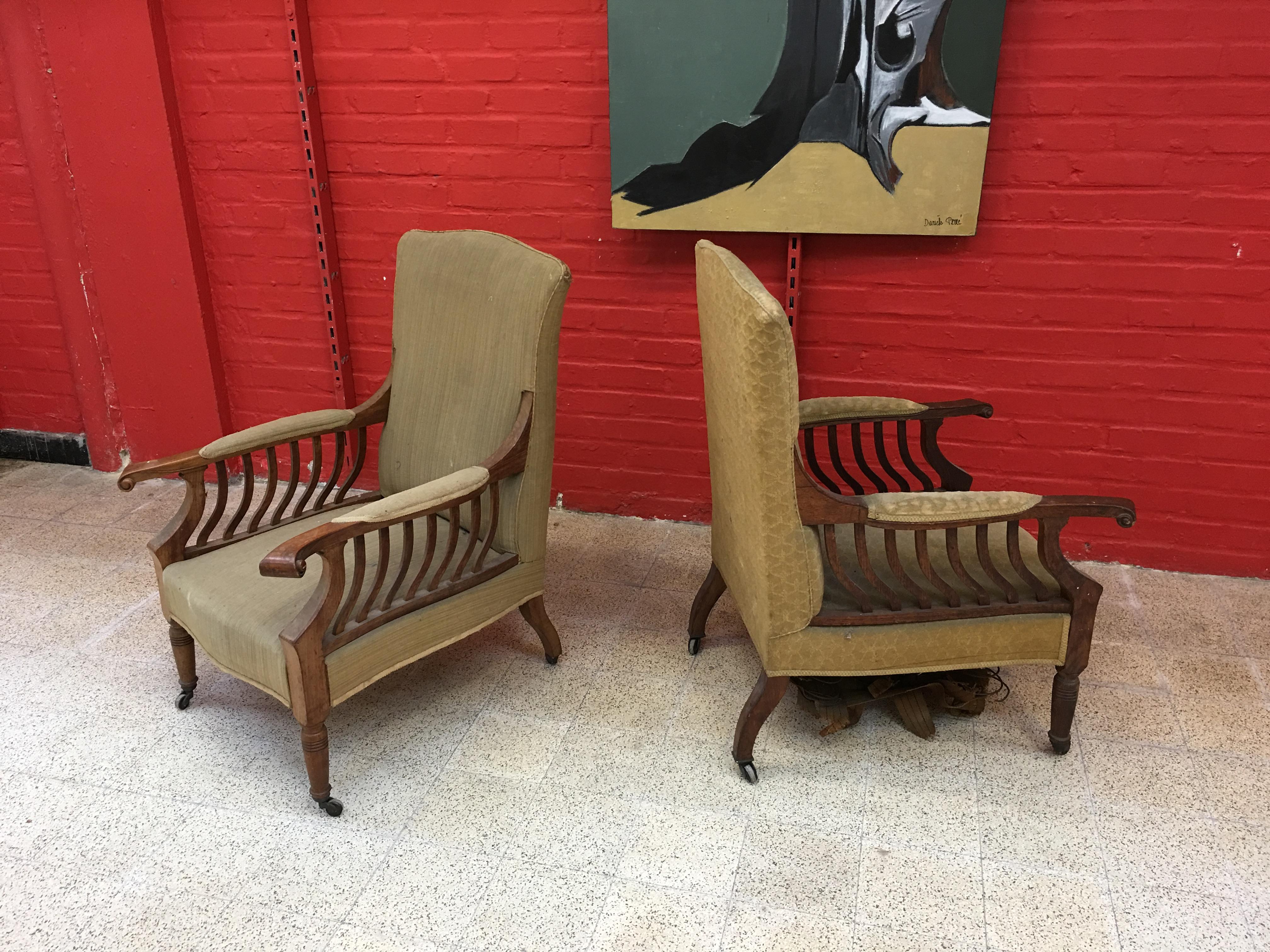 Pair of Mahogany Armchairs Arts & Crafts, circa 1900 For Sale 3