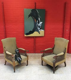 Pair of walnut Armchairs Arts & Crafts, circa 1900