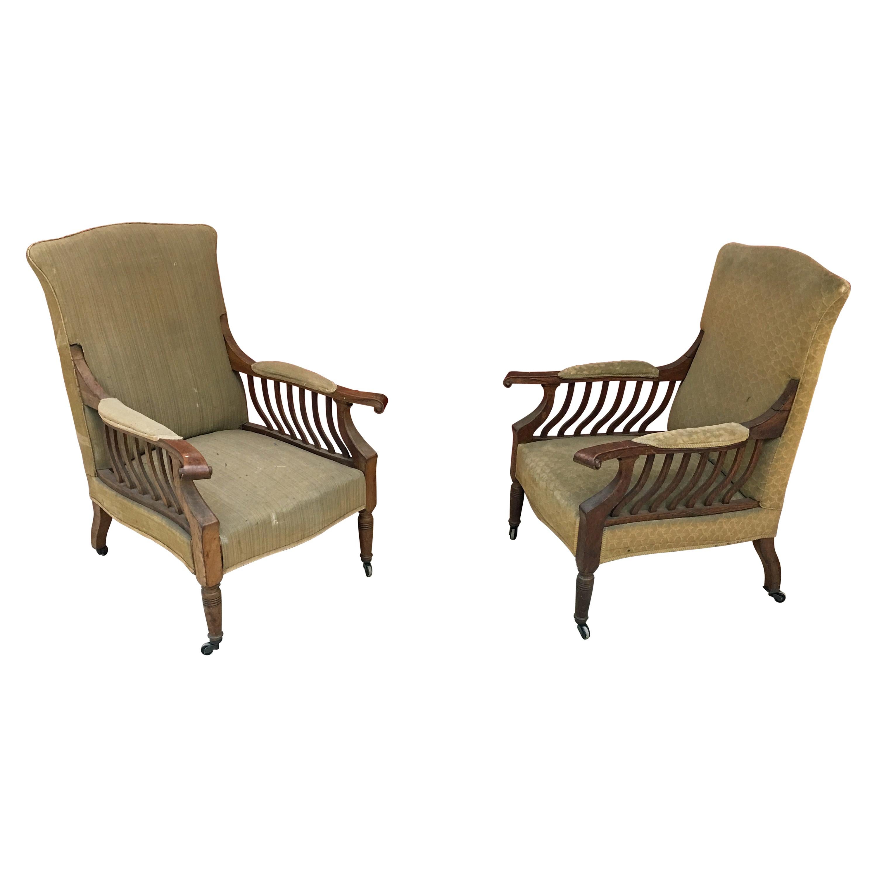 Pair of Mahogany Armchairs Arts & Crafts, circa 1900 For Sale