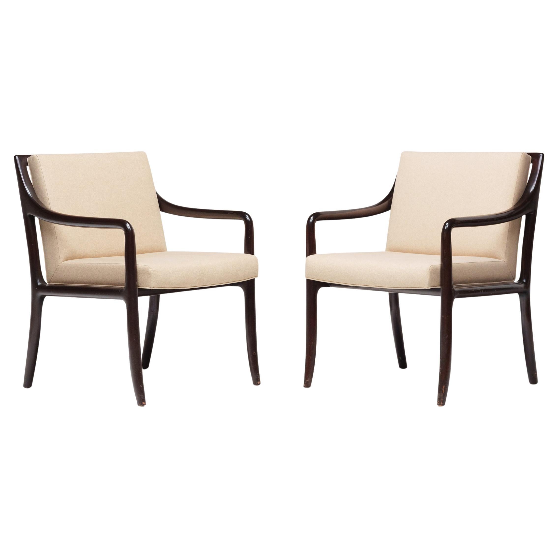 Pareja de sillones de caoba de Edward Wormley para Dunbar