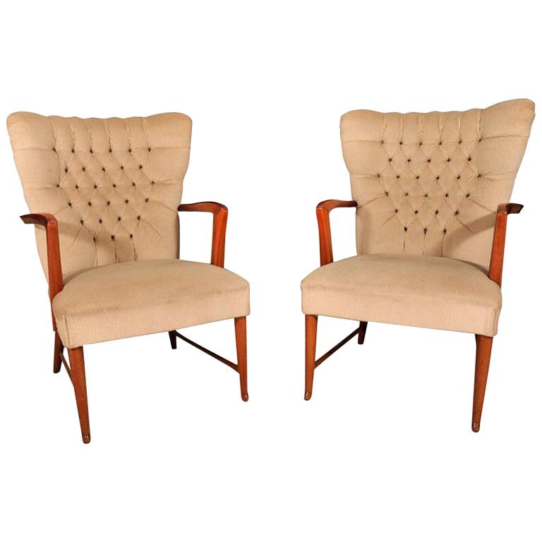 Pair of Mahogany Armchairs by Paolo Buffa For Sale