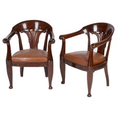 Pair of Mahogany Armchairs by Rad. Rasmussen, Design Attributed to Johan Rohde