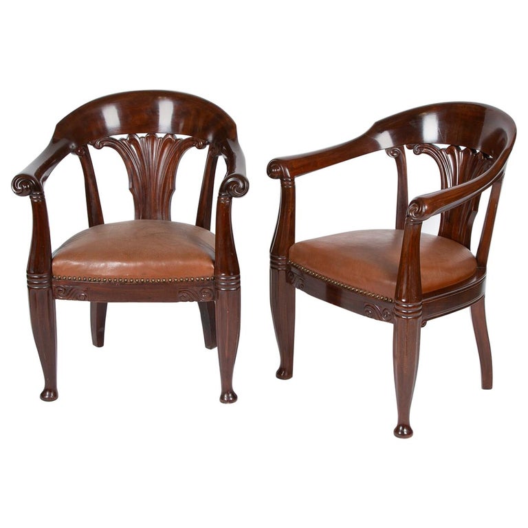 Pair of Mahogany Armchairs by Rad. Rasmussen, Design Attributed to Johan Rohde 1